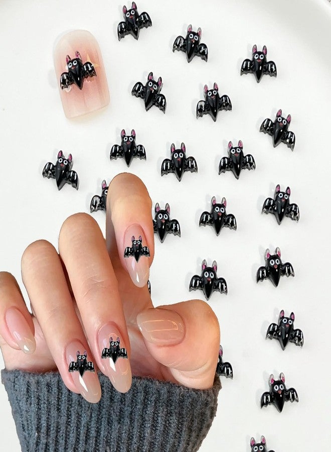 SILPECWEE 120Pcs Halloween Nail Charms Bat Nail Charm and Gems 3D Resin Black Bats Nail Stud Halloween Bat Charms for Nails Design DIY Decoration for Acrylic Nail Art Supplies - Image 4